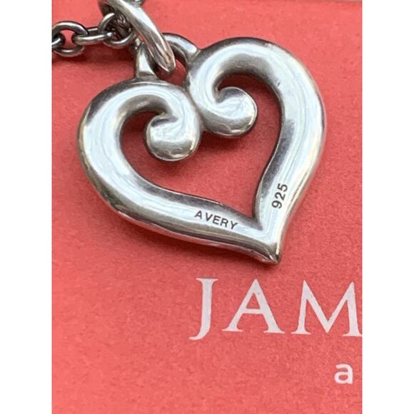 James Avery Retired Sterling Slvr Scrolled Heart Pendant & 18 Inch JA Cable Chai - Picture 7 of 8